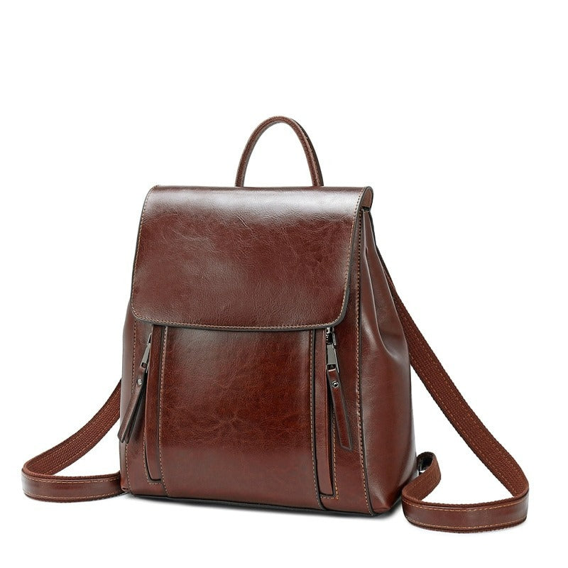 Women Genuine Leather Shoulder Backpack - Scraften