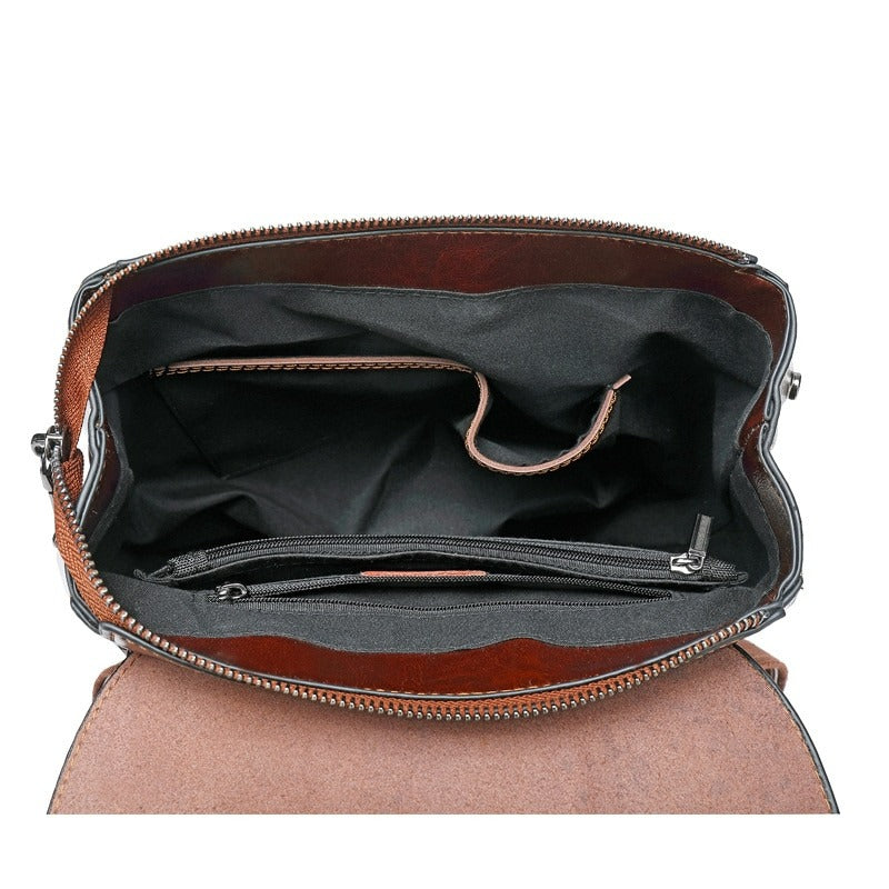 Women Genuine Leather Shoulder Backpack - Scraften