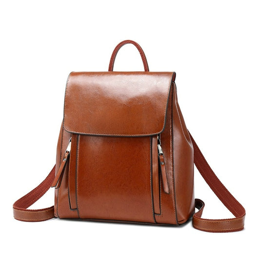 Women Genuine Leather Shoulder Backpack - Scraften