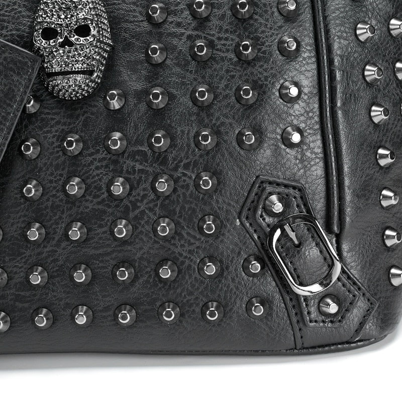 Women Leather Skull Handbag - Scraften