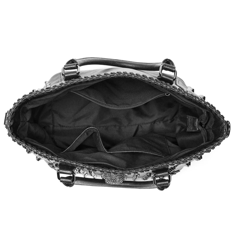 Women Leather Skull Handbag - Scraften