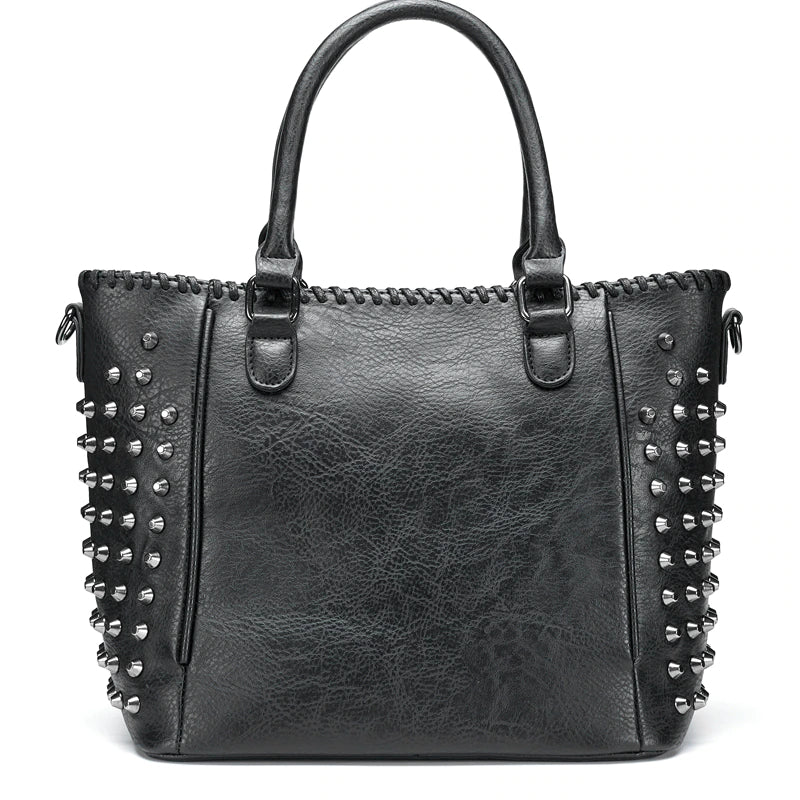 Women Leather Skull Handbag - Scraften