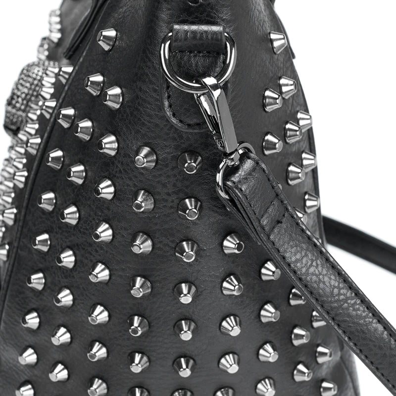 Women Leather Skull Handbag - Scraften