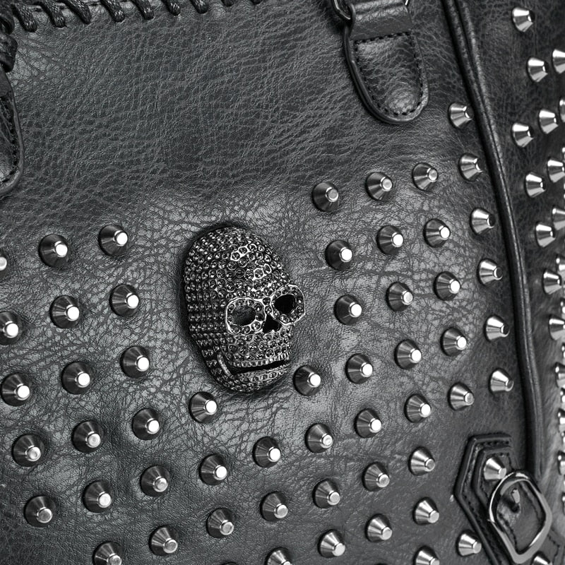 Women Leather Skull Handbag - Scraften