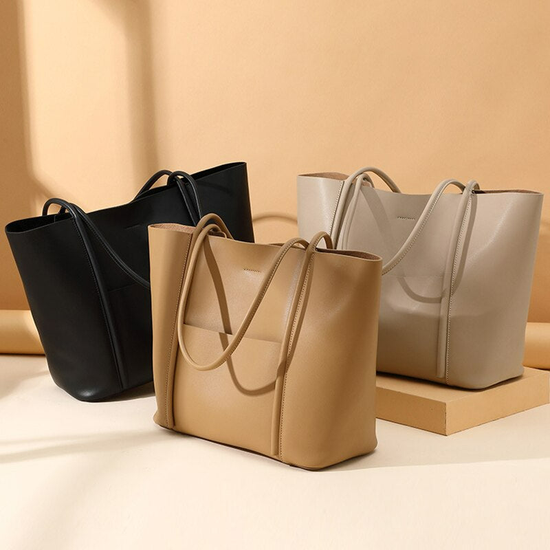 Ladies Designer Leather Style Large Tote Bag Shoulder Satchel Handbag(black)