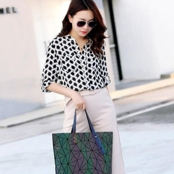 Women's Tote Geometric Quilted Shoulder Bag - Scraften