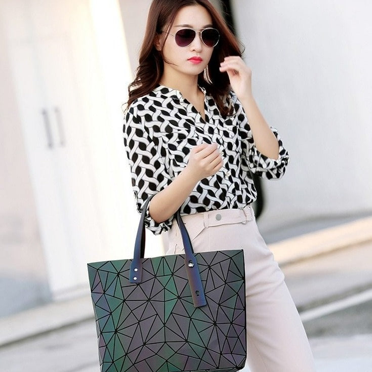 Women's Tote Geometric Quilted Shoulder Bag - Scraften