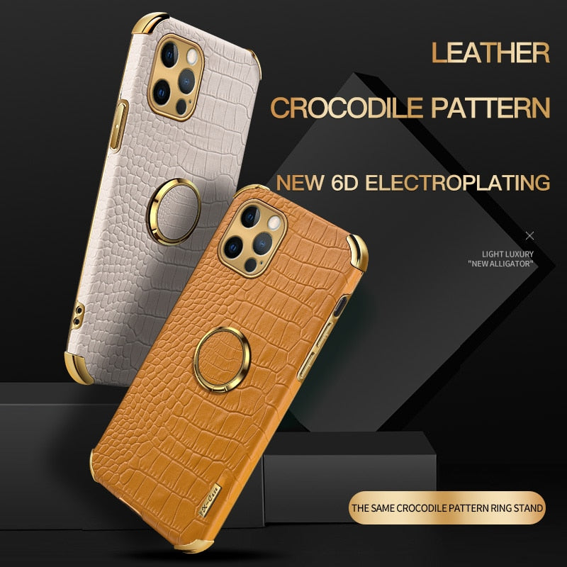Crocodile Pattern Leather iPhone Cover - Scraften