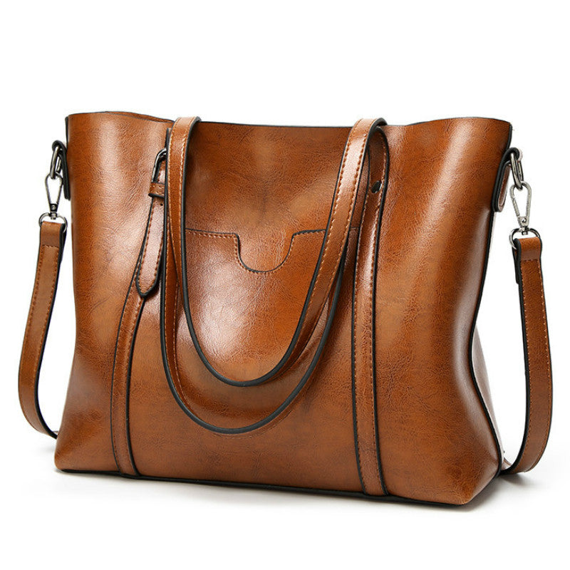 Oil Wax Leather Women Shoulder Bag - Scraften