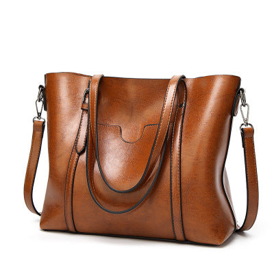 Oil Wax Leather Women Shoulder Bag - Scraften