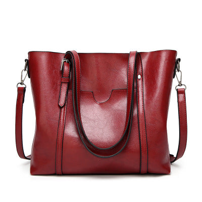 Oil Wax Leather Women Shoulder Bag - Scraften