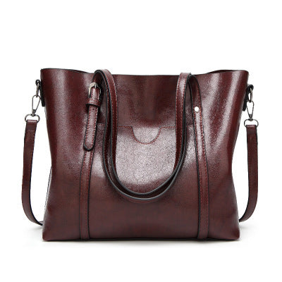 Oil Wax Leather Women Shoulder Bag - Scraften