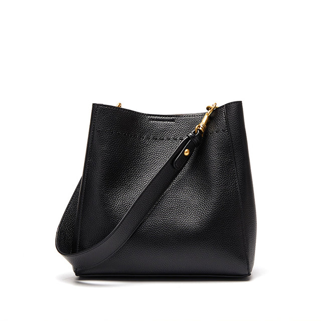 Genuine Leather Large Bucket Shoulder Bag - Scraften