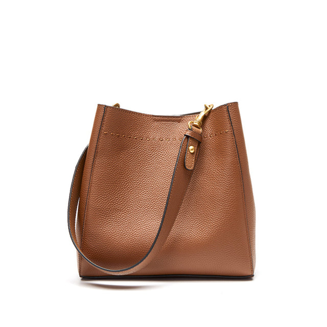 Genuine Leather Large Bucket Shoulder Bag - Scraften