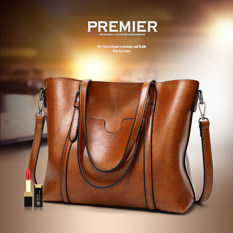 Oil Wax Leather Women Shoulder Bag - Scraften