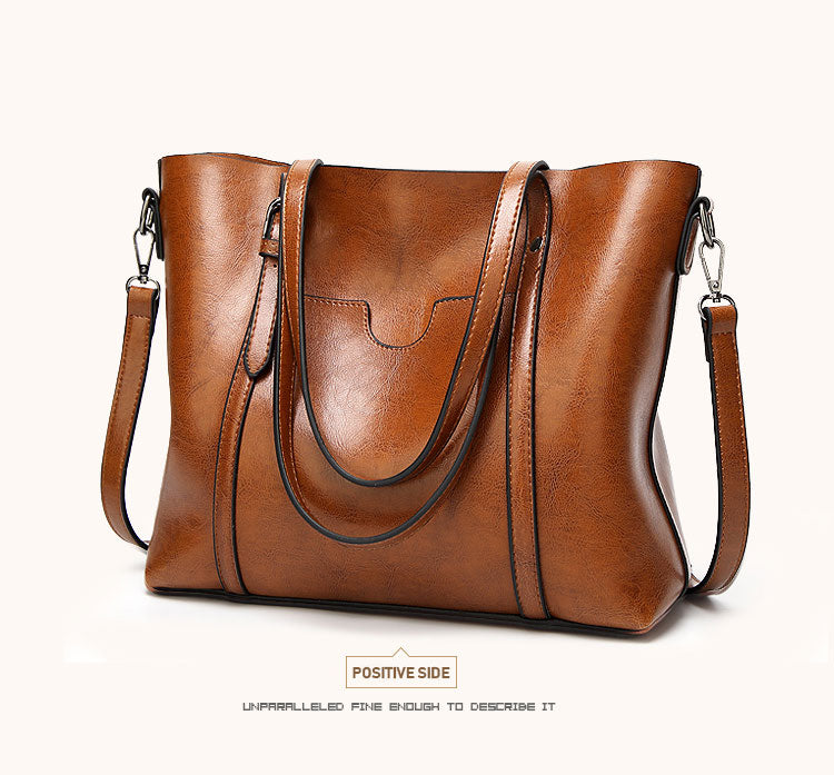 Oil Wax Leather Women Shoulder Bag - Scraften