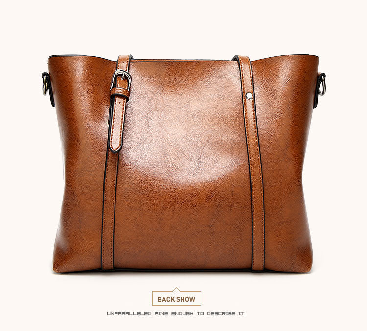 Oil Wax Leather Women Shoulder Bag - Scraften